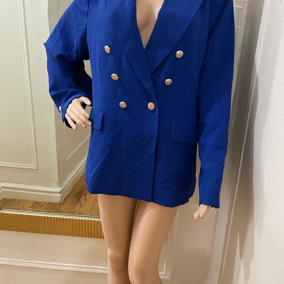 Marled Royal Blue Double-Breasted Blazer - Picture 2 of 15